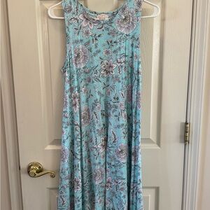LOFT Floral Midi Dress - Blue and Gray